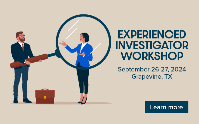 Register for SCCE's Experienced Investigator Workshop this September in Grapevine, TX.